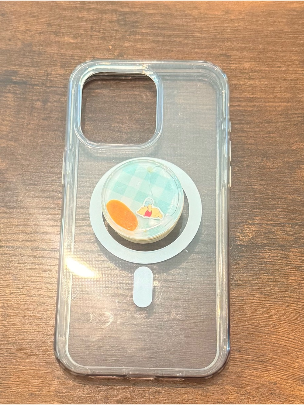 Clear iPhone 15 Pro Max Case with Winnie the Pooh Pop Socket